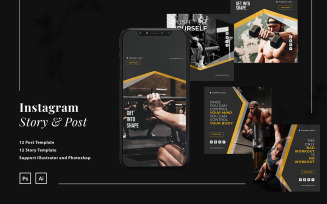 Sport Instagram Ads Post and Story Template for Social Media
