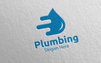 Fast Plumbing with Water and Fix Home Concept 44 Logo Template