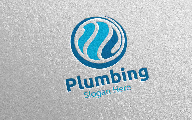 Global Plumbing with Water and Fix Home Concept 59 Logo Template