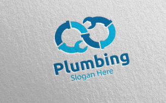 Infinity Plumbing with Water and Fix Home Concept 46 Logo Template