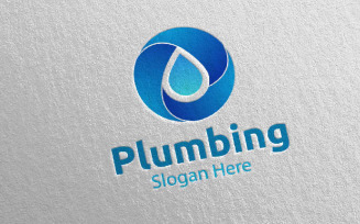 Infinity Plumbing with Water and Fix Home Concept 58 Logo Template