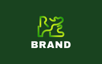K Green Line Gradient Logo Template