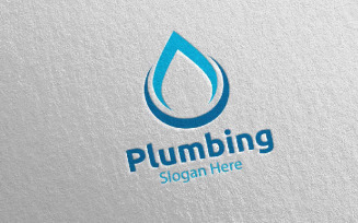 Plumbing with Water and Fix Home Concept 66 Logo Template