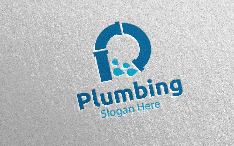 Letter P Plumbing with Water and Fix Home Concept 45 Logo Template