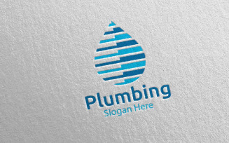 Plumbing with Water and Fix Home Concept 73 Logo Template