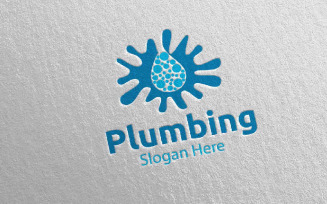 Splash Plumbing with Water and Fix Home Concept 67 Logo Template
