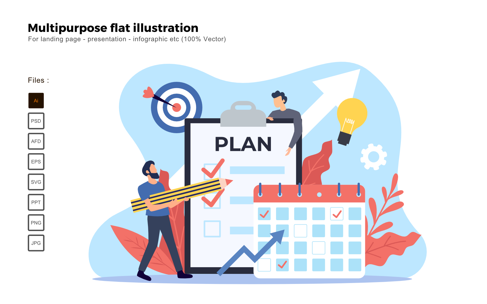 Multipurpose Flat Illustration Business Plan - Vector Image