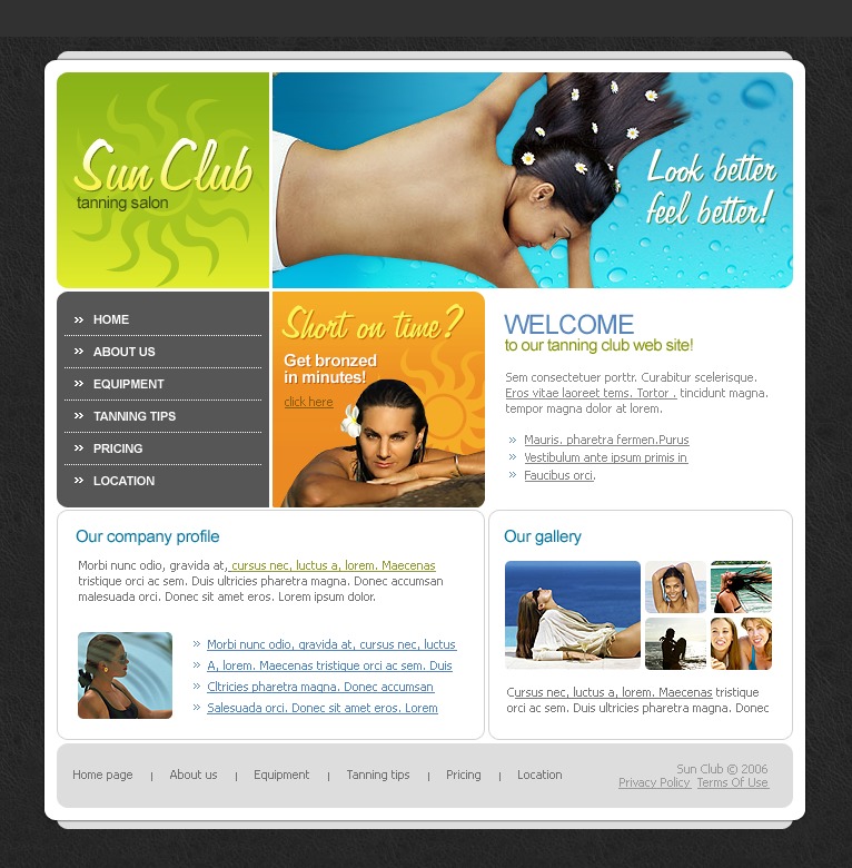 Tanning Salon site Template 11376