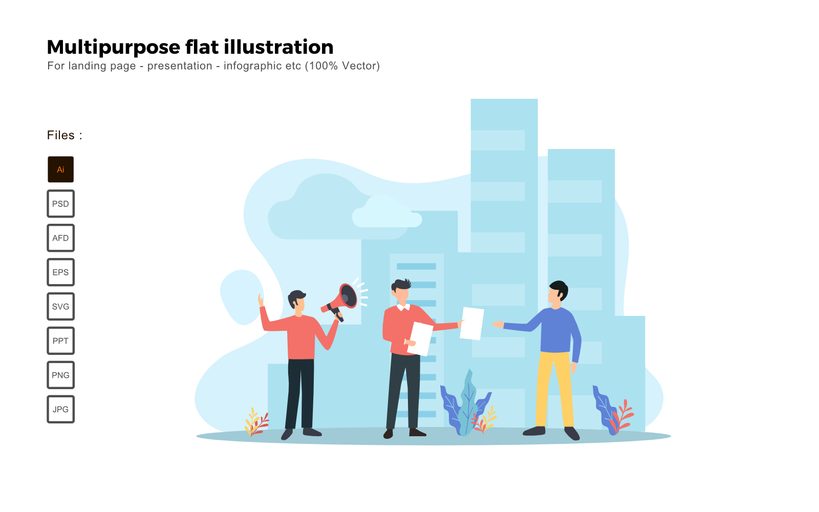 Multipurpose Flat Illustration Street Campaign Ads - Vector Image