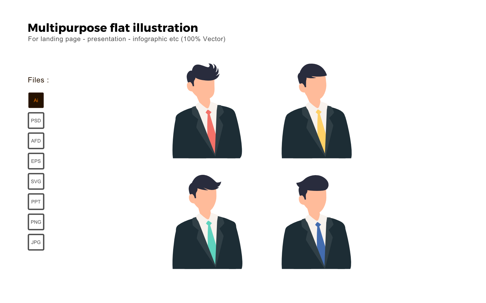 Multipurpose Flat Illustration Businessman Avatar - Vector Image