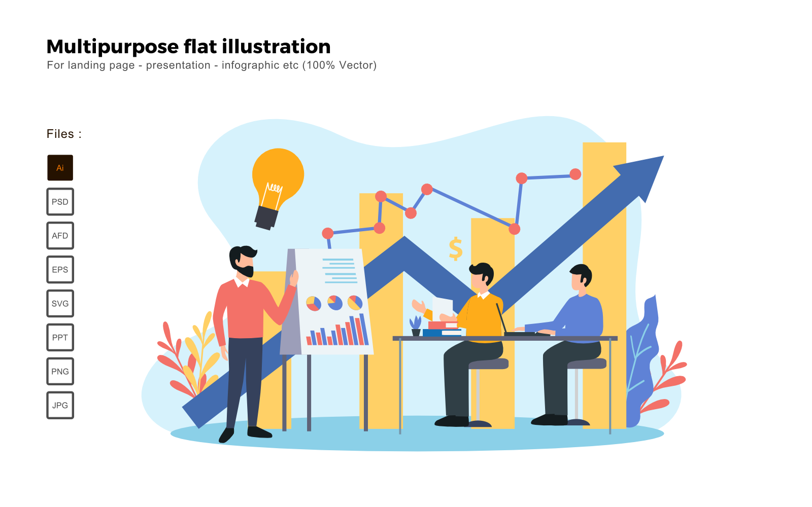 Multipurpose Flat Illustration Business Presentation - Vector Image