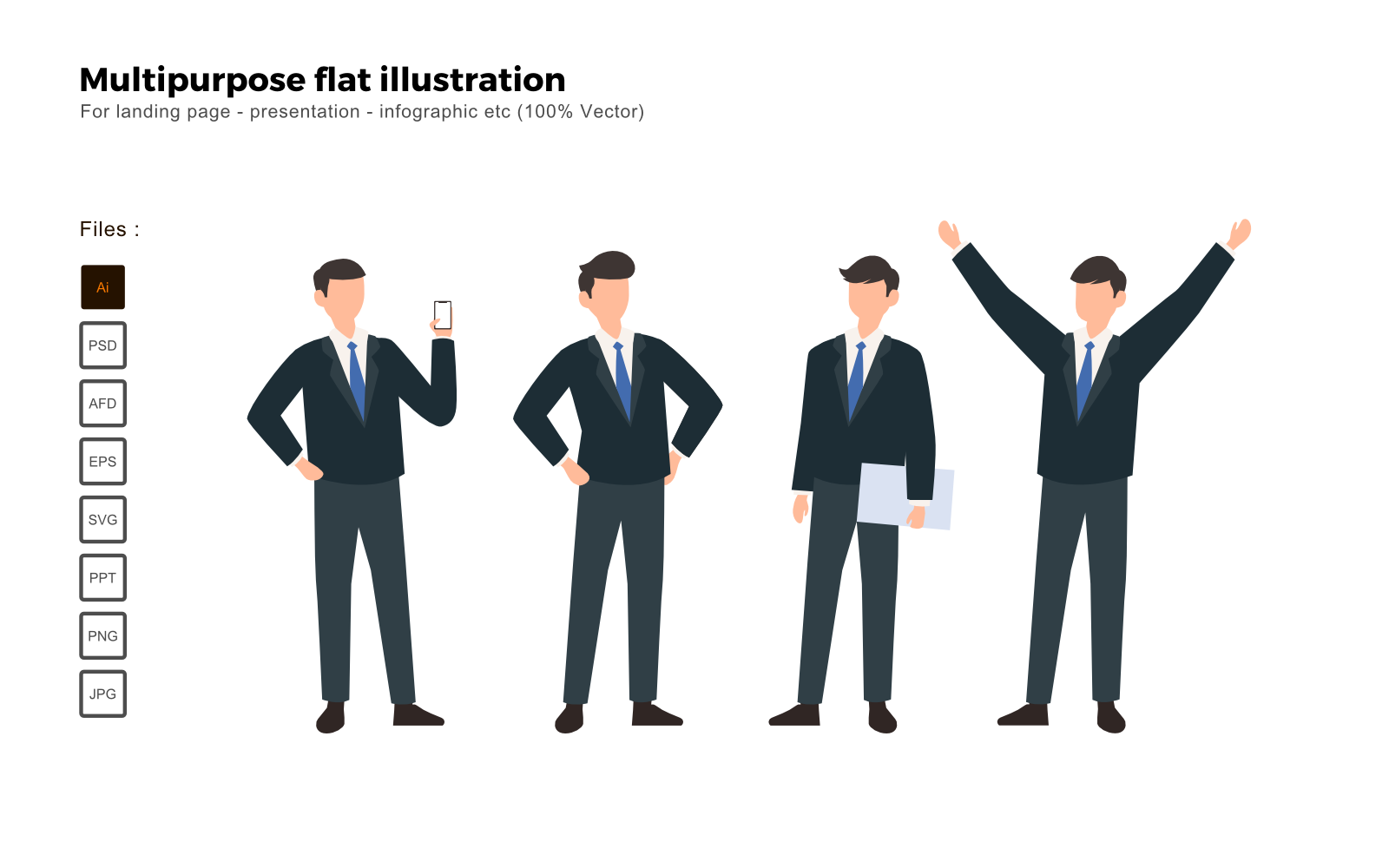 Multipurpose Flat Illustration Businessman - Vector Image