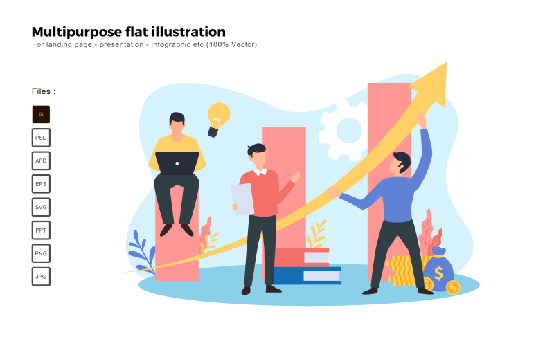 Multipurpose Flat Illustration Business Growth - Vector Image Vector Graphic
