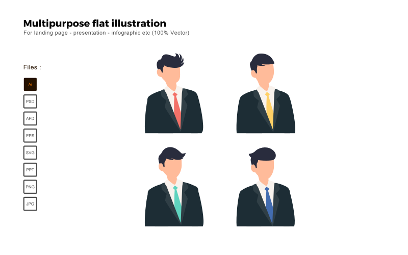 Multipurpose Flat Illustration Businessman Avatar - Vector Image Vector Graphic