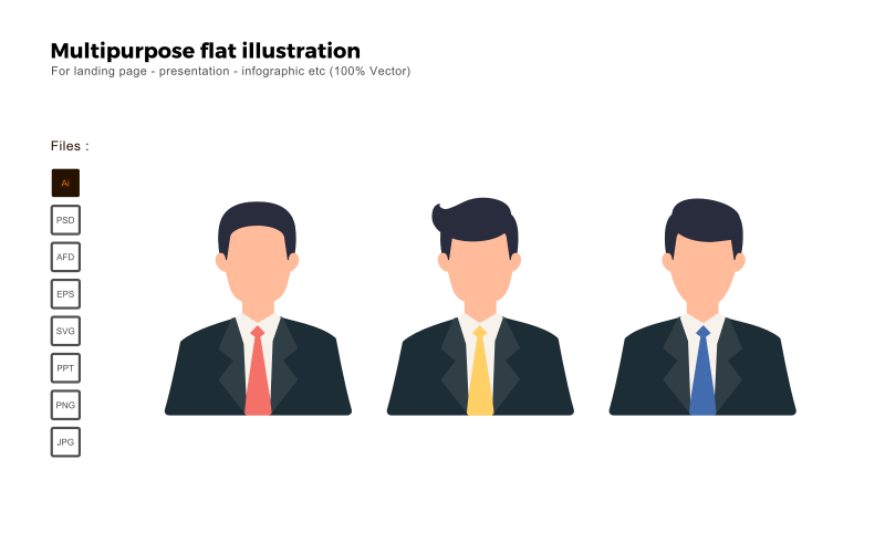 Multipurpose Flat Illustration Businessman Face - Vector Image Vector Graphic