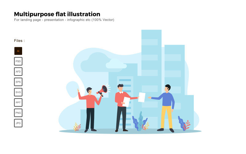 Multipurpose Flat Illustration Street Campaign Ads - Vector Image Vector Graphic