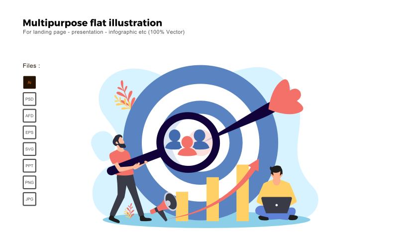 Multipurpose Flat Illustration Target Audience - Vector Image Vector Graphic