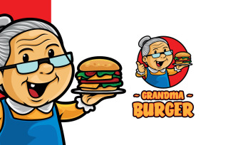 Grandma Burger Mascot Logo Template