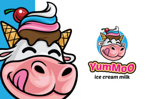 Ice Cream Cow Logo Template