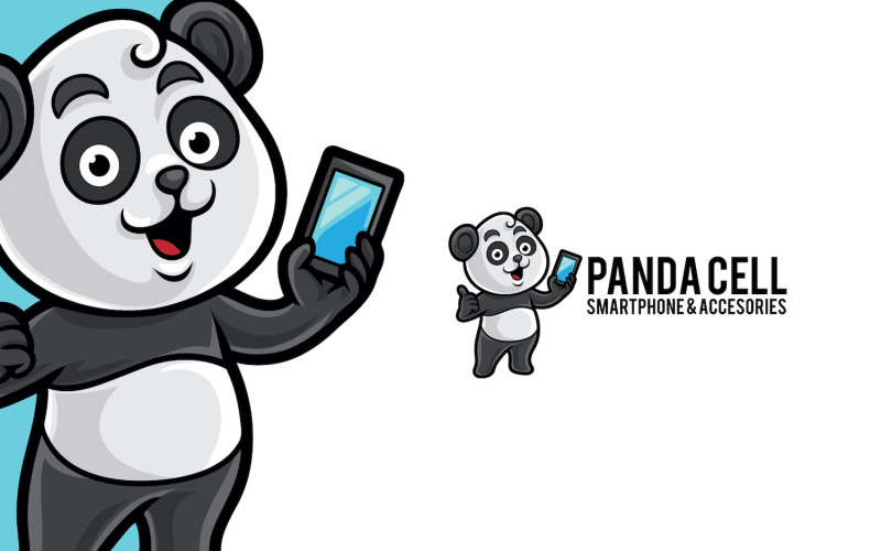 Panda Cellular Mascot Logo Template