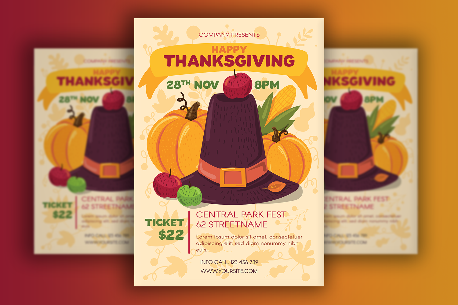 Thanksgiving Poster With Pilgrim Hat Template