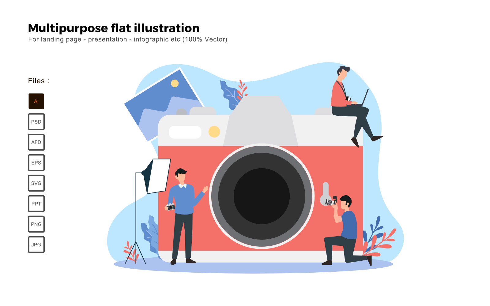Multipurpose Flat Illustration Photographer - Vector Image