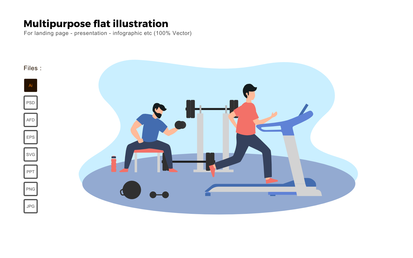 Multipurpose Flat Illustration Fitness - Vector Image