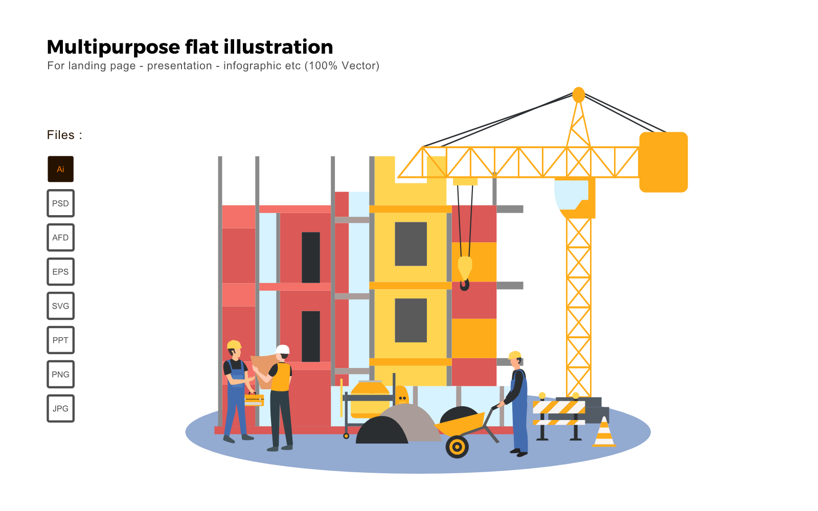 Multipurpose Flat Illustration Contractor Staff - Vector Image
