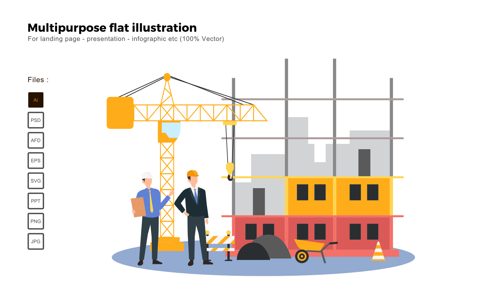 Multipurpose Flat Illustration Contractor - Vector Image