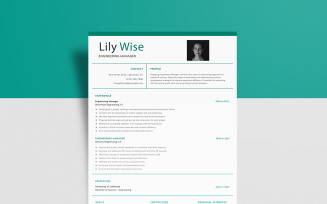 Free Engineering Manager — Lily Wise Resume Template