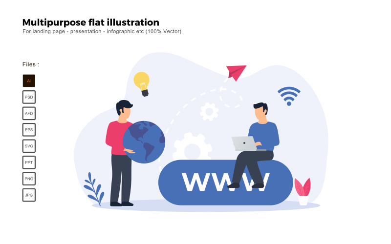 Multipurpose Flat Illustration Domain Net - Vector Image Vector Graphic