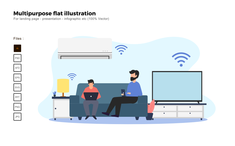 Multipurpose Flat Illustration Smarthome - Vector Image Vector Graphic