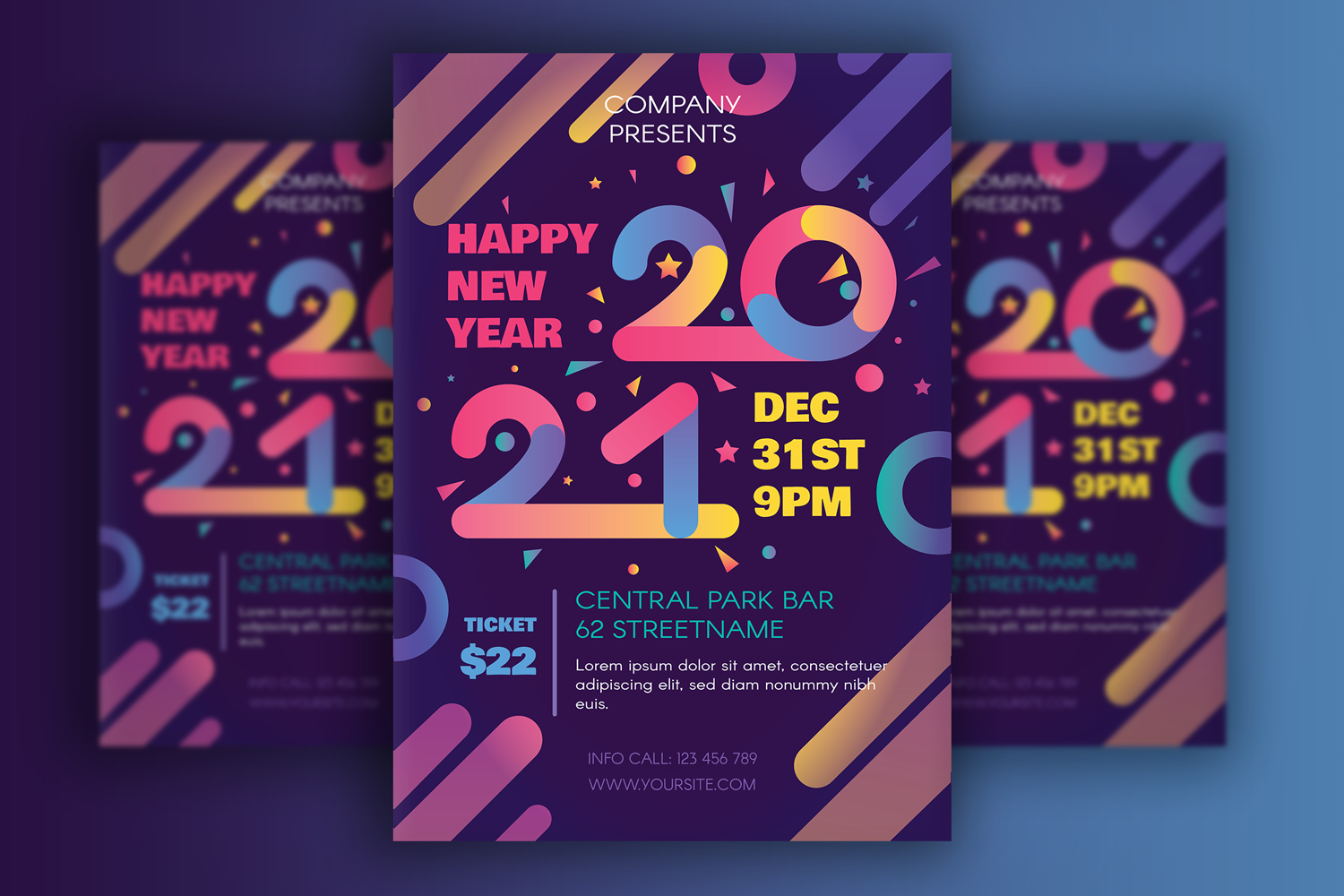Plantilla De Identidad Corporativa "Modern Happy 2021 New Year Poster" #113251