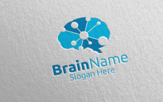 Brain Technology with Think Idea Concept 12 Logo Template