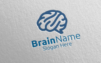 Brain Technology with Think Idea Concept 2 Logo Template