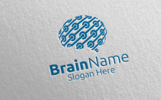Brain Technology with Think Idea Concept 4 Logo Template