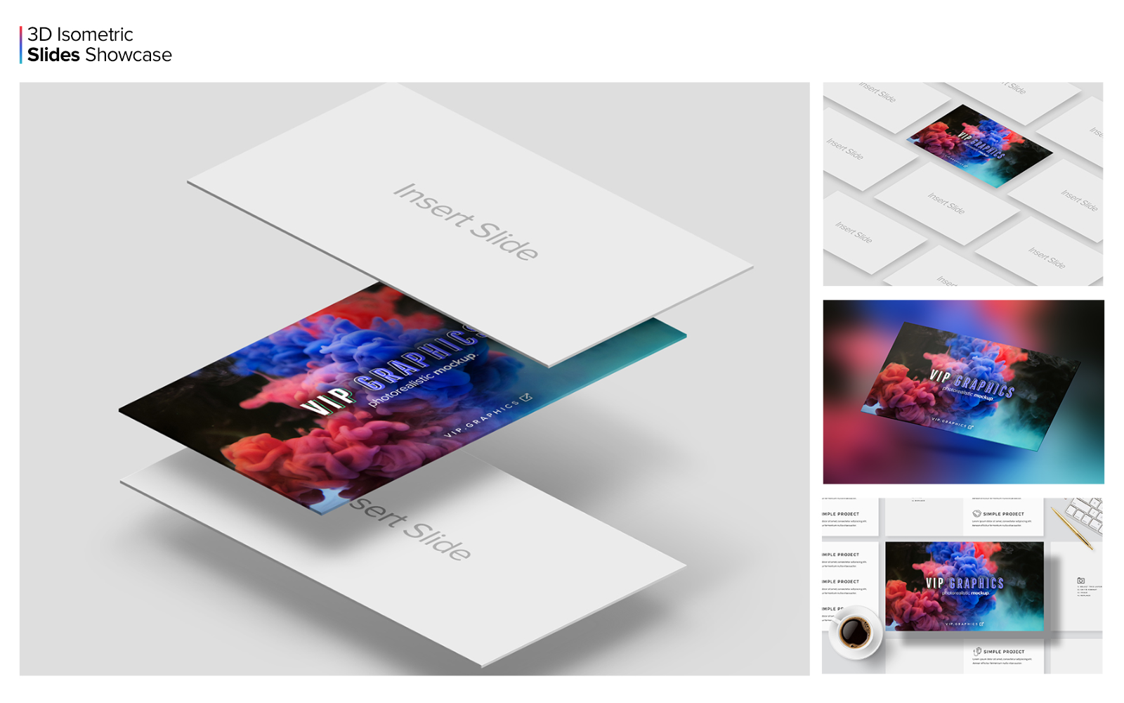 Slides Portfolio Showcase: 3D Isometric Presentation product mockup