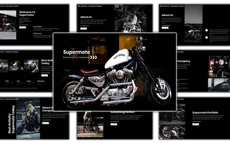 Motorcycle Supermoto PowerPoint template PowerPoint Template