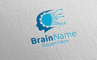 Human Brain with Think Idea Concept 16 Logo Template