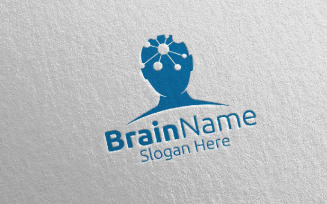 Human Brain with Think Idea Concept 17 Logo Template