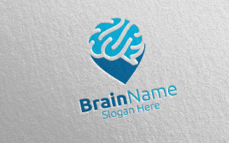 Pin Brain with Think Idea Concept 19 Logo Template