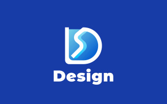 D Gradient Blue Logo Template