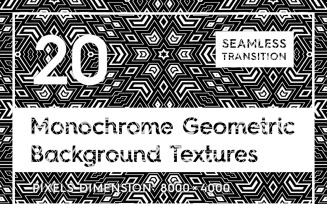 20 Seamless Monochrome Geometric Textures Background