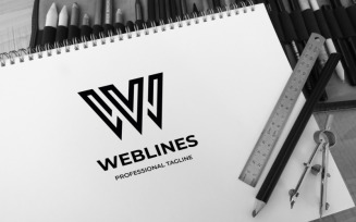 Web Lines Letter W Logo Template