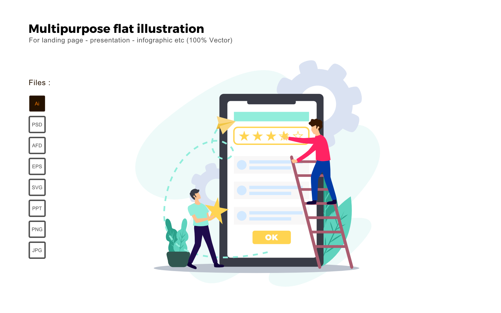 Multipurpose Flat Illustration User Interface - Vector Image