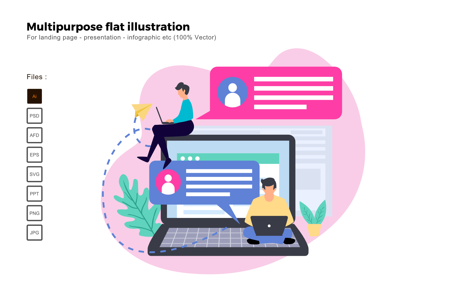 Multipurpose Flat Illustration Chatting - Vector Image
