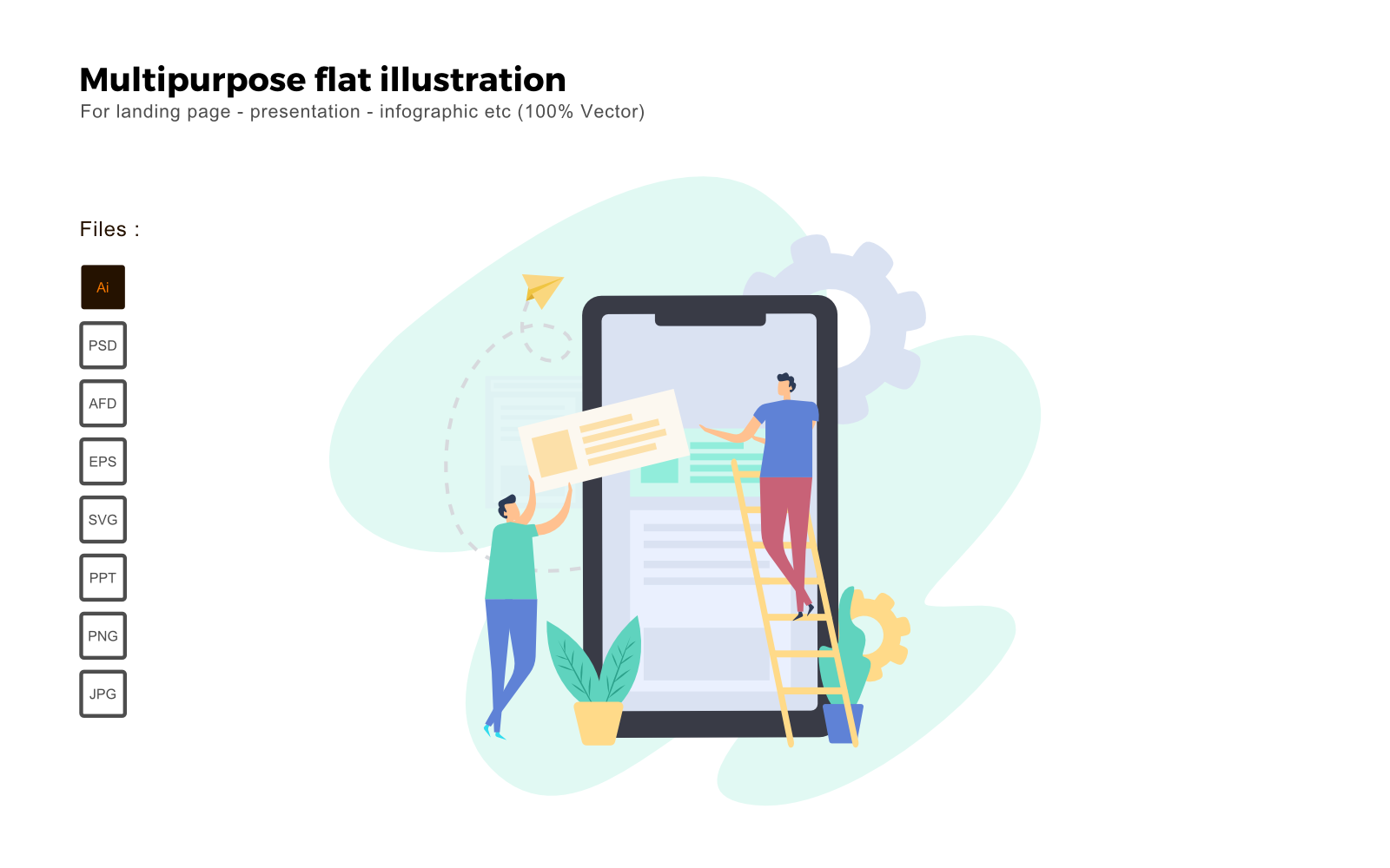 Multipurpose Flat Illustration Apps Development - Vector Image