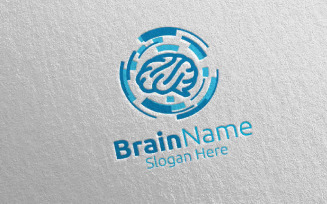 Brain Technology with Think Idea Concept 25 Logo Template