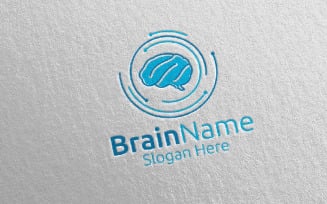Brain Technology with Think Idea Concept 32 Logo Template
