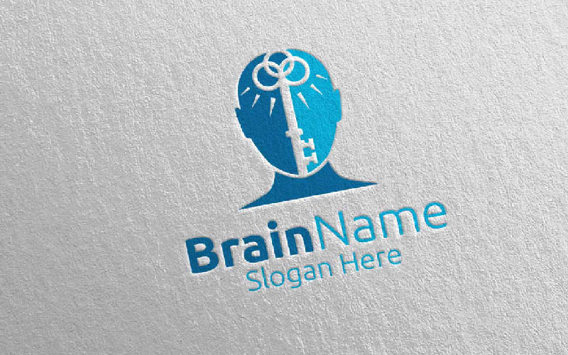 Key Brain with Think Idea Concept 28 Logo Template